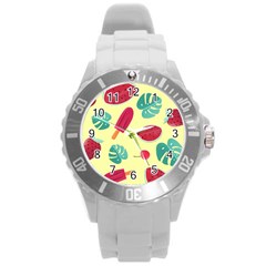 Watermelon Leaves Strawberry Round Plastic Sport Watch (l) by Pakrebo