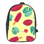 Watermelon Leaves Strawberry School Bag (XL) Front