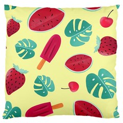 Watermelon Leaves Strawberry Large Flano Cushion Case (two Sides) by Pakrebo