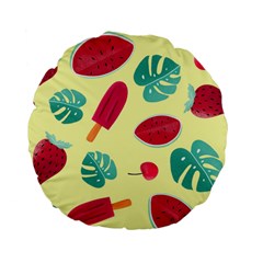 Watermelon Leaves Strawberry Standard 15  Premium Flano Round Cushions by Pakrebo