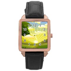 Wallpaper Background Landscape Rose Gold Leather Watch 