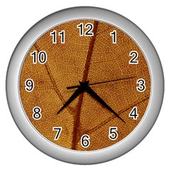 Leaf Fall Foliage Nature Orange Wall Clock (silver) by Pakrebo