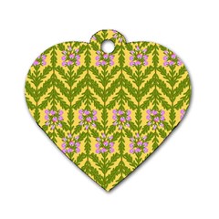 Texture Heather Nature Dog Tag Heart (two Sides) by Pakrebo