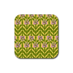 Texture Heather Nature Rubber Coaster (square)  by Pakrebo