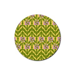 Texture Heather Nature Rubber Round Coaster (4 Pack)  by Pakrebo