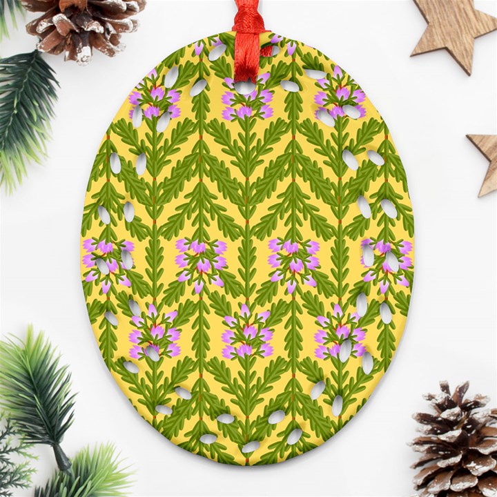 Texture Heather Nature Oval Filigree Ornament (Two Sides)