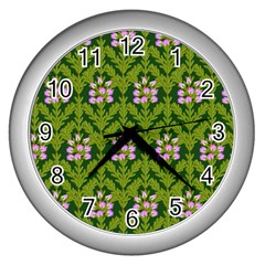 Pattern Nature Texture Heather Wall Clock (Silver)