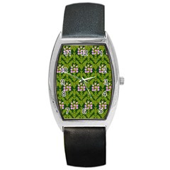 Pattern Nature Texture Heather Barrel Style Metal Watch