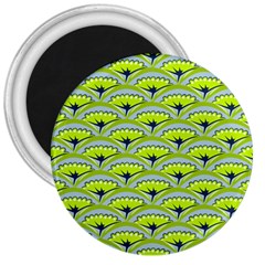 Texture Green Plant Leaves Arches 3  Magnets by Pakrebo