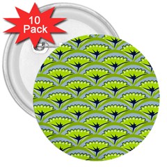 Texture Green Plant Leaves Arches 3  Buttons (10 Pack)  by Pakrebo