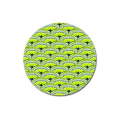 Texture Green Plant Leaves Arches Magnet 3  (round) by Pakrebo