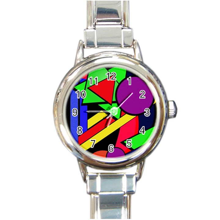 Background Color Art Pattern Form Round Italian Charm Watch