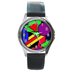 Background Color Art Pattern Form Round Metal Watch