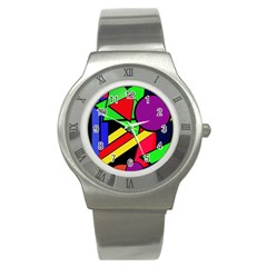 Background Color Art Pattern Form Stainless Steel Watch