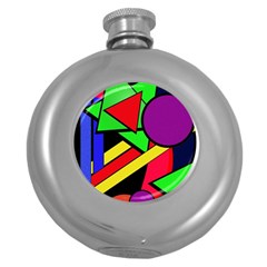 Background Color Art Pattern Form Round Hip Flask (5 oz)