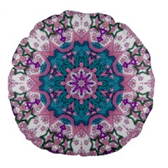 Mandala Pattern Abstract Large 18  Premium Flano Round Cushions by Pakrebo