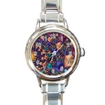 Pattern Art Ornament Fractal Round Italian Charm Watch Front