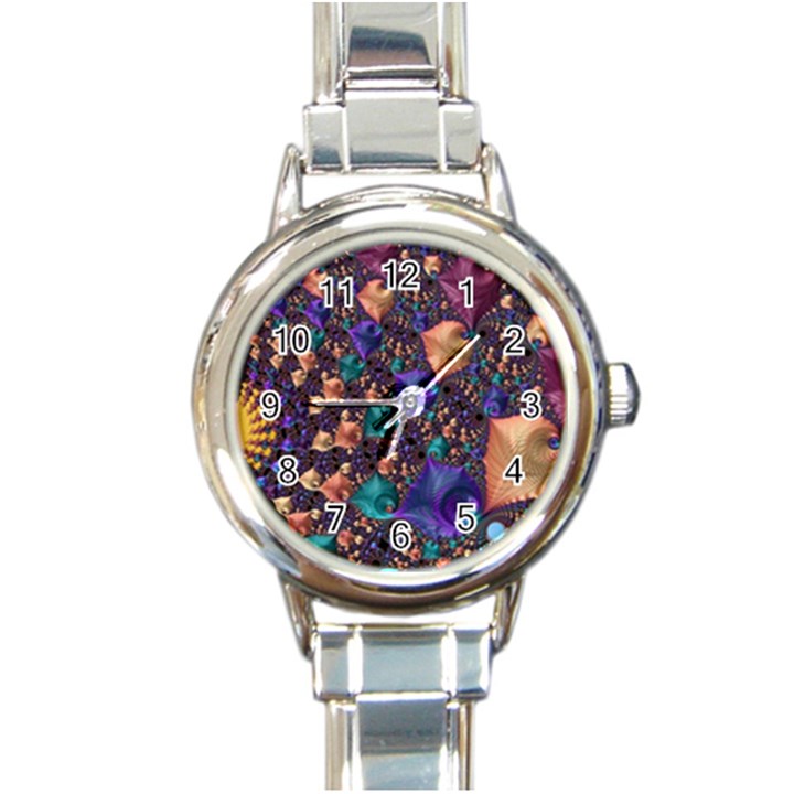 Pattern Art Ornament Fractal Round Italian Charm Watch