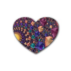 Pattern Art Ornament Fractal Rubber Coaster (Heart) 