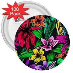 Hibiscus Flower Plant Tropical 3  Buttons (100 Pack)  by Pakrebo