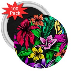 Hibiscus Flower Plant Tropical 3  Magnets (100 Pack) by Pakrebo