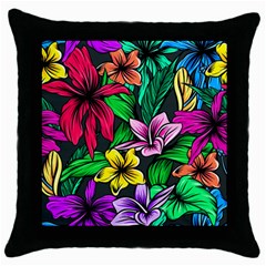 Hibiscus Flower Plant Tropical Throw Pillow Case (black) by Pakrebo