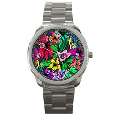 Hibiscus Flower Plant Tropical Sport Metal Watch by Pakrebo