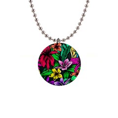 Hibiscus Flower Plant Tropical 1  Button Necklace by Pakrebo