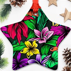 Hibiscus Flower Plant Tropical Star Ornament (two Sides) by Pakrebo