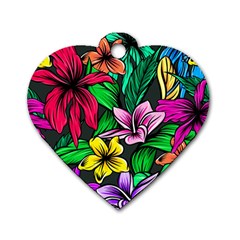 Hibiscus Flower Plant Tropical Dog Tag Heart (one Side) by Pakrebo