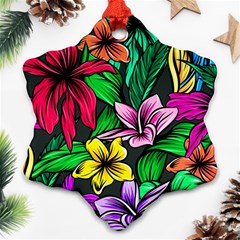 Hibiscus Flower Plant Tropical Snowflake Ornament (two Sides) by Pakrebo