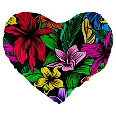 Hibiscus Flower Plant Tropical Large 19  Premium Heart Shape Cushions by Pakrebo