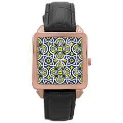 Tiles Panel Decorative Decoration Rose Gold Leather Watch  by Pakrebo