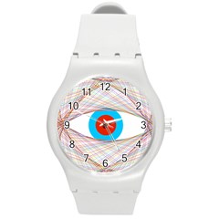 Line Art Geometric Design Line Round Plastic Sport Watch (m) by Pakrebo