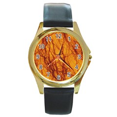 Lightning Internal Blood Vessel Round Gold Metal Watch by Pakrebo