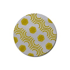 Abstract Background Hexagons Rubber Coaster (round)  by Pakrebo