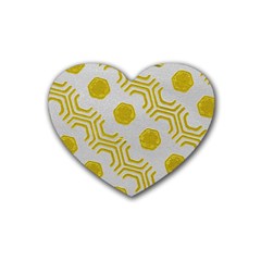 Abstract Background Hexagons Rubber Coaster (heart)  by Pakrebo