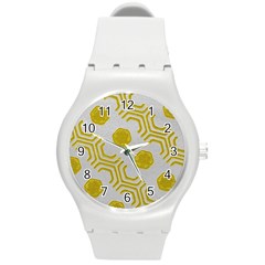 Abstract Background Hexagons Round Plastic Sport Watch (m) by Pakrebo