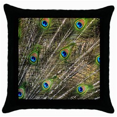 Green Peacock Feathers Color Plumage Throw Pillow Case (black) by Pakrebo