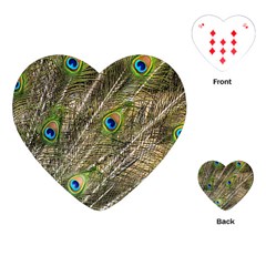 Green Peacock Feathers Color Plumage Playing Cards (heart) by Pakrebo