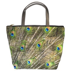 Green Peacock Feathers Color Plumage Bucket Bag by Pakrebo