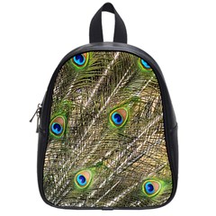 Green Peacock Feathers Color Plumage School Bag (small) by Pakrebo