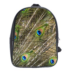 Green Peacock Feathers Color Plumage School Bag (xl) by Pakrebo