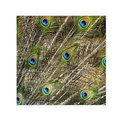 Green Peacock Feathers Color Plumage Small Satin Scarf (square) by Pakrebo