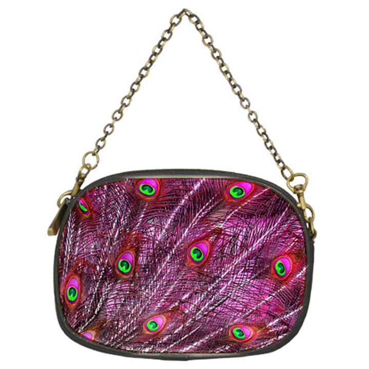 Red Peacock Feathers Color Plumage Chain Purse (Two Sides)