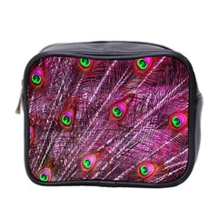 Red Peacock Feathers Color Plumage Mini Toiletries Bag (Two Sides)