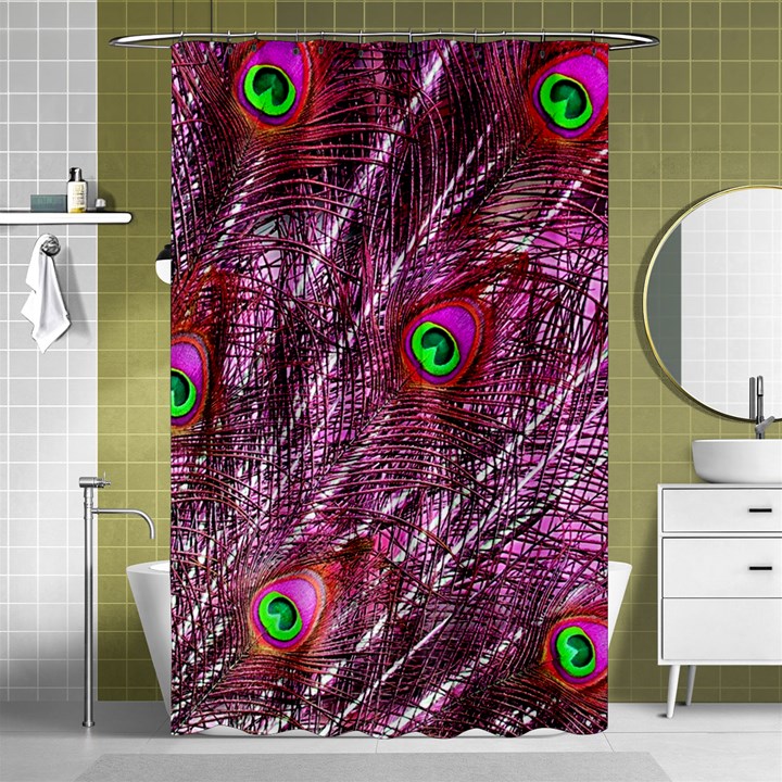 Red Peacock Feathers Color Plumage Shower Curtain 48  x 72  (Small) 