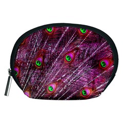 Red Peacock Feathers Color Plumage Accessory Pouch (Medium)