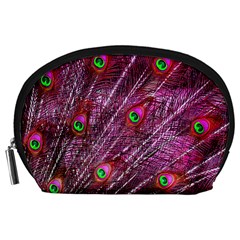 Red Peacock Feathers Color Plumage Accessory Pouch (Large)