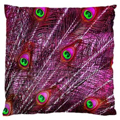 Red Peacock Feathers Color Plumage Standard Flano Cushion Case (One Side)